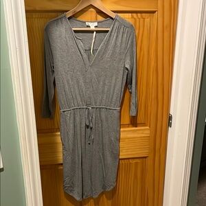 Jersey knit gray knee length dress